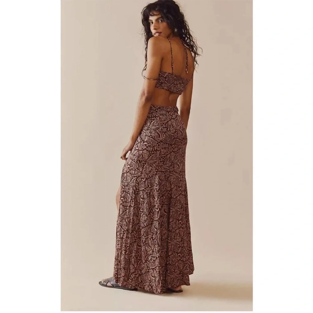 Free People Jessa Mocha Combo Maxi Dress M